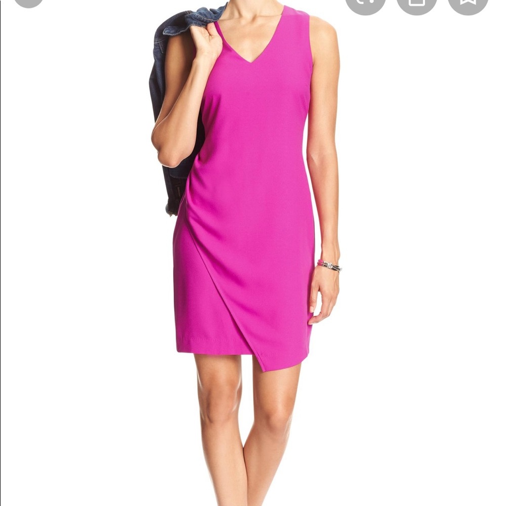 Banana republic fuchsia pink crepe wrap dress 4